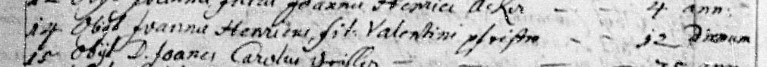 Death record for Joannes Heinrich Pfeifer