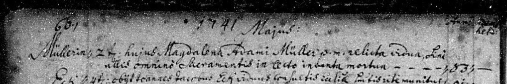 Death record for Magdalena Mueller
